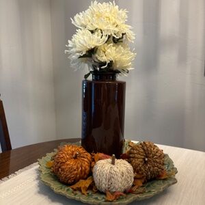 Pottery Barn Brown Glazed Flower Vase Modern Classic Floral Decorative